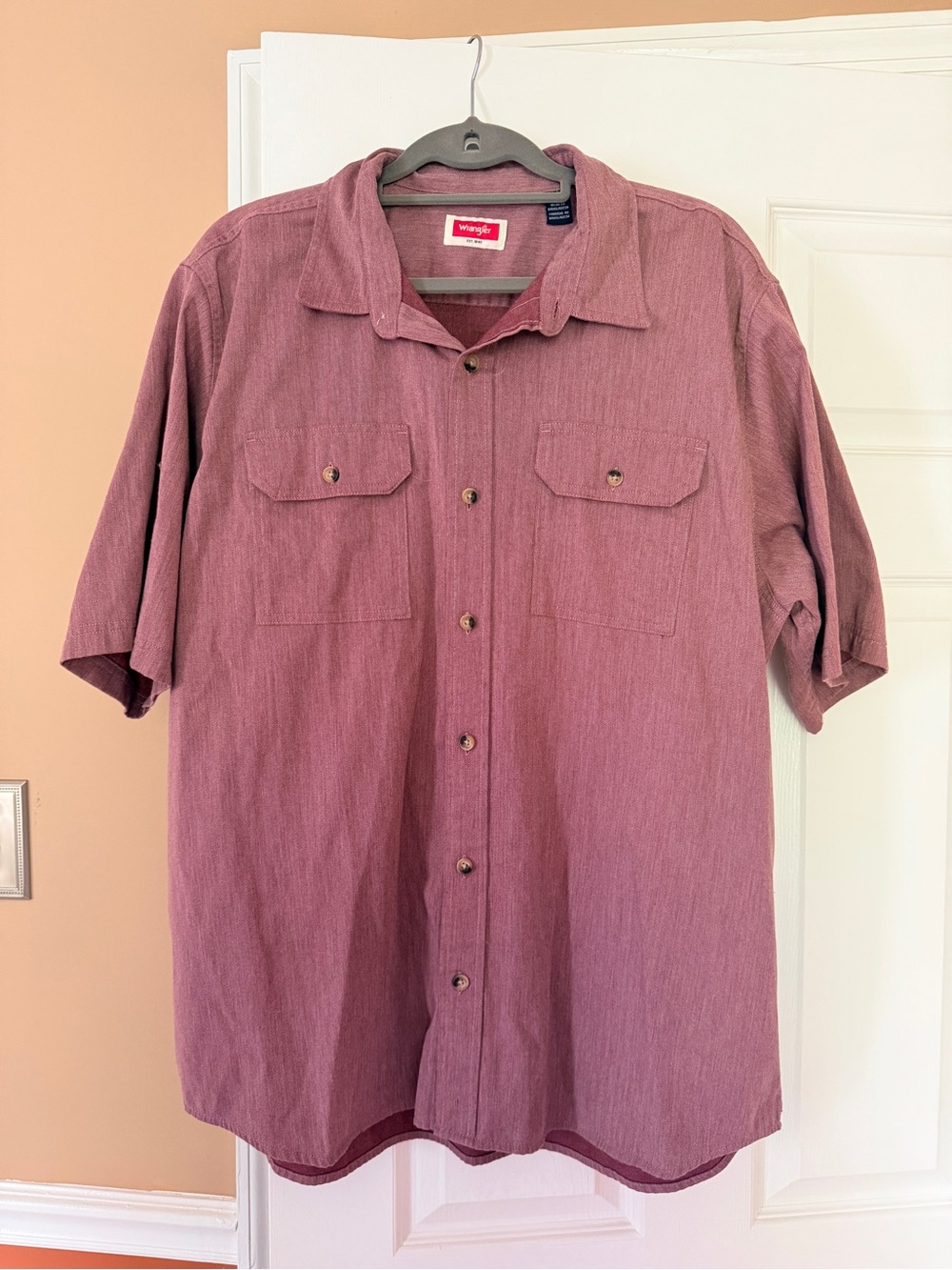Wrangler Men's Short-Sleeve Button-Up Shirt - Dusty Rose